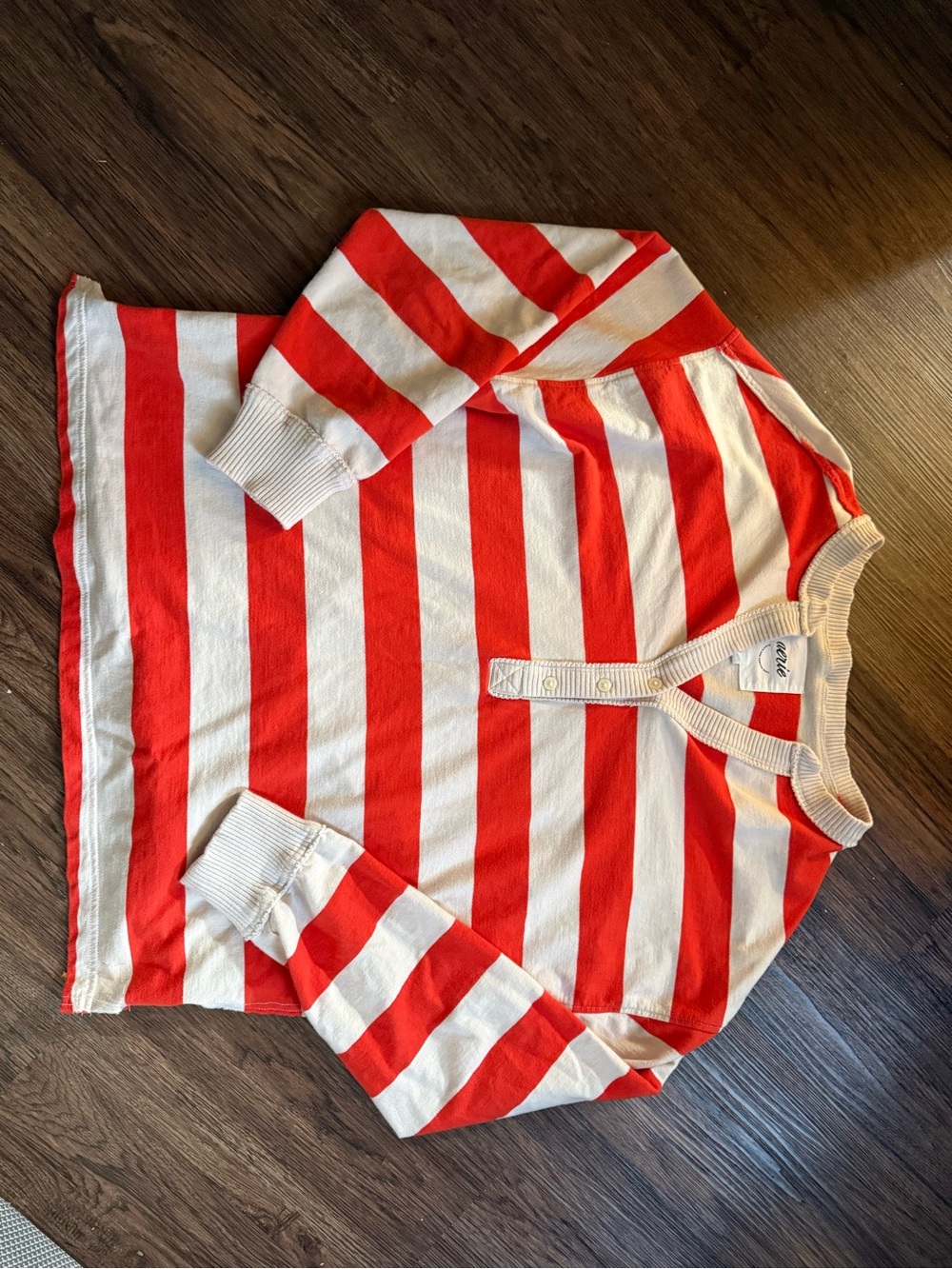 aerie Red and White Striped Long Sleeve Top